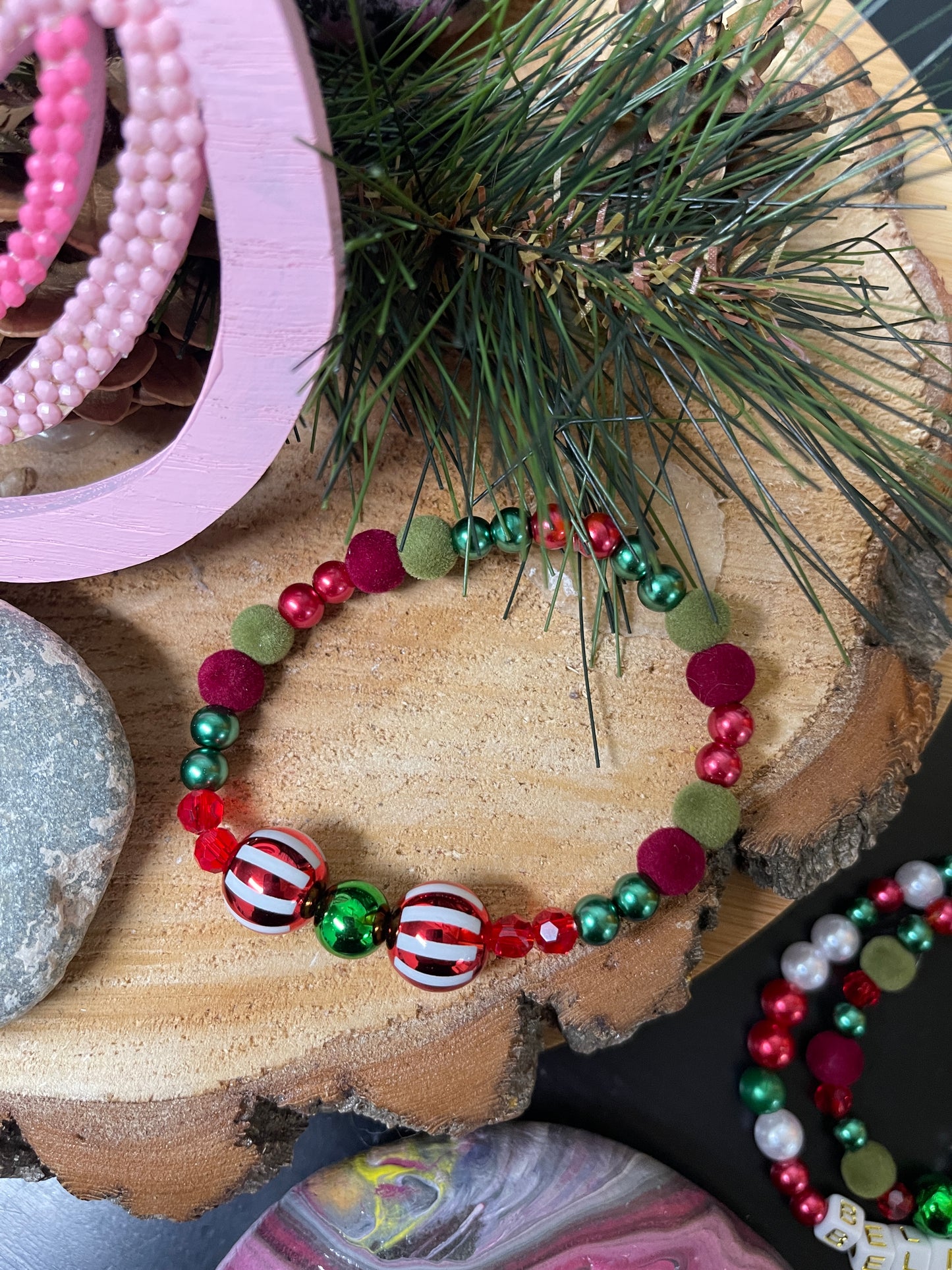 Christmas Beaded Stretch Braceelets (4 colors to choose from)