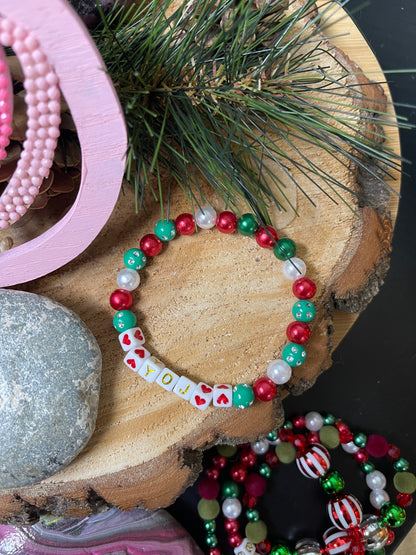 Christmas Beaded Stretch Braceelets (4 colors to choose from)