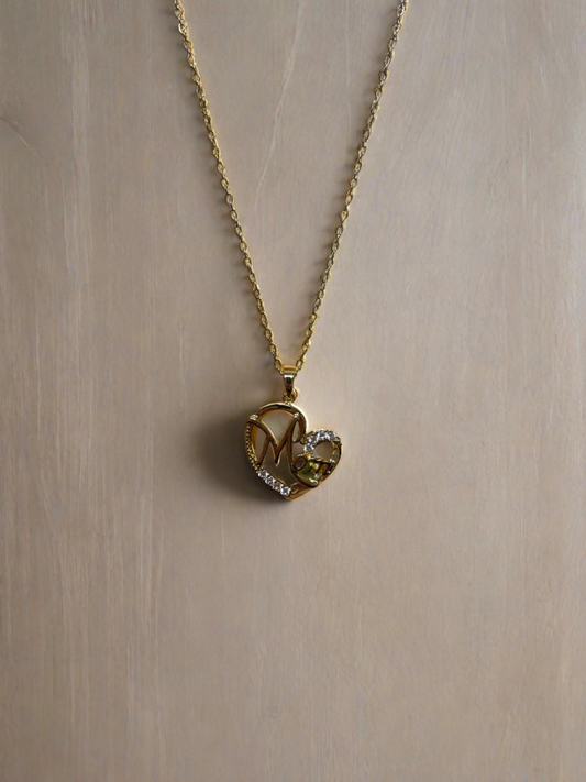 Mother's Day Pendant on a  Gold chain NecklacePink tiful of LOVE