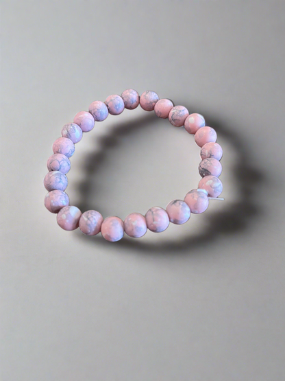 Pink Coated Spattered Beaded Stretch braceletPink tiful of LOVE
