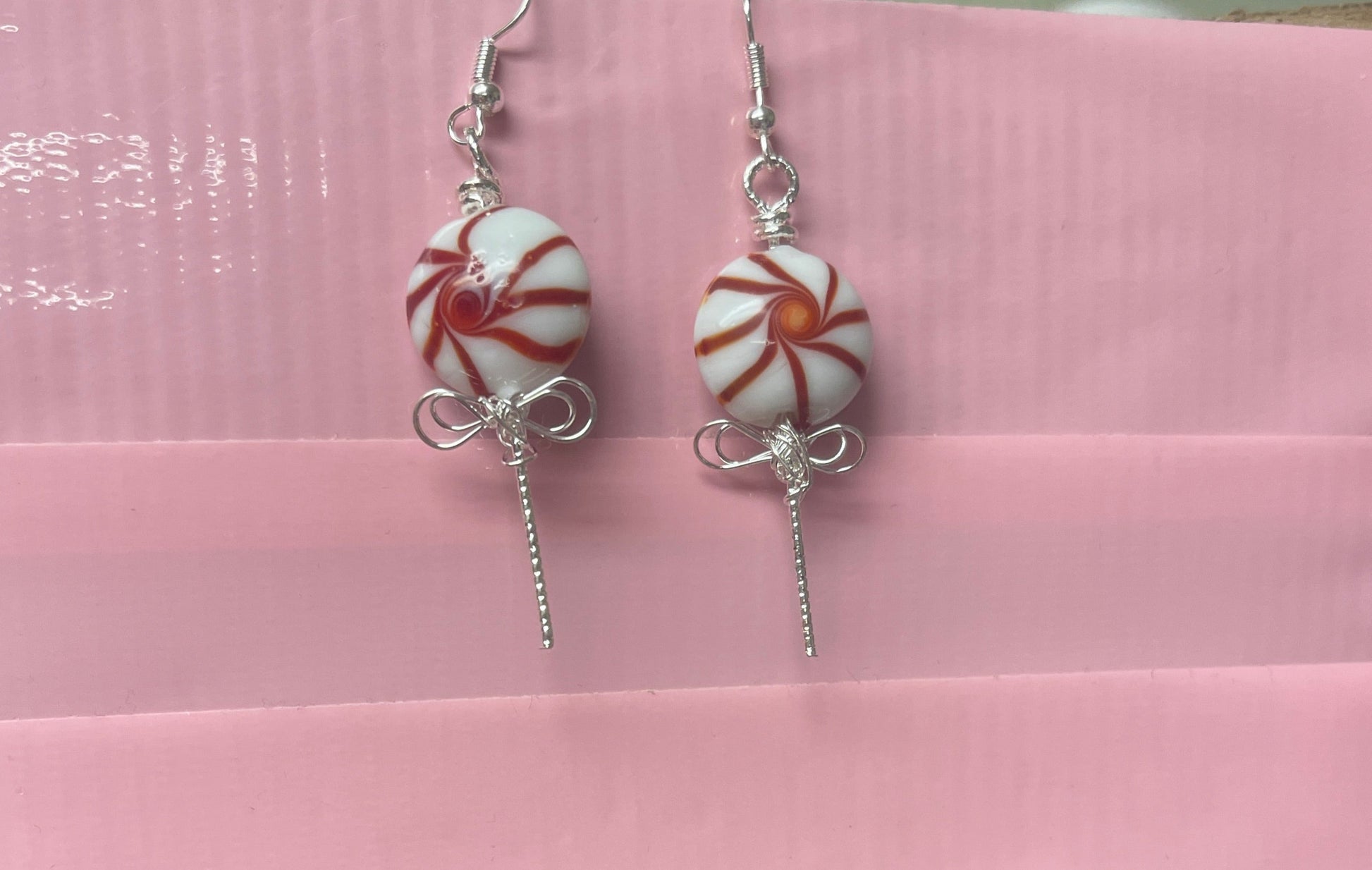 Christmas Peppermint Lollipop Wire EarringsPink tiful of LOVE