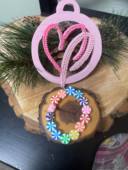 Rainbow Peppermint Clay Beaded Elastic/Stretch BraceletPink tiful of LOVE