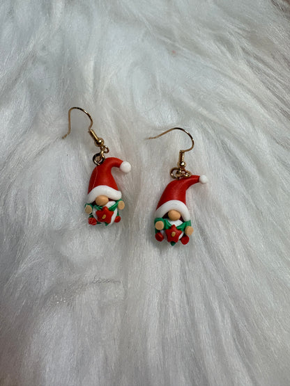 Mini Christmas Gnome Clay Earrings – Festive Holiday Charm Collection (6 Styles!)