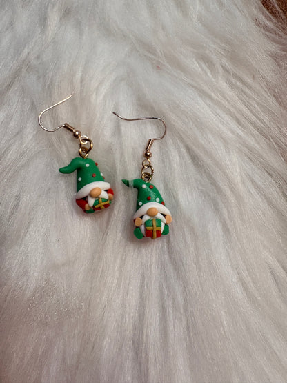 Mini Christmas Gnome Clay Earrings – Festive Holiday Charm Collection (6 Styles!)