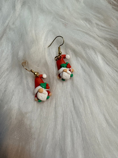 Mini Christmas Gnome Clay Earrings – Festive Holiday Charm Collection (6 Styles!)