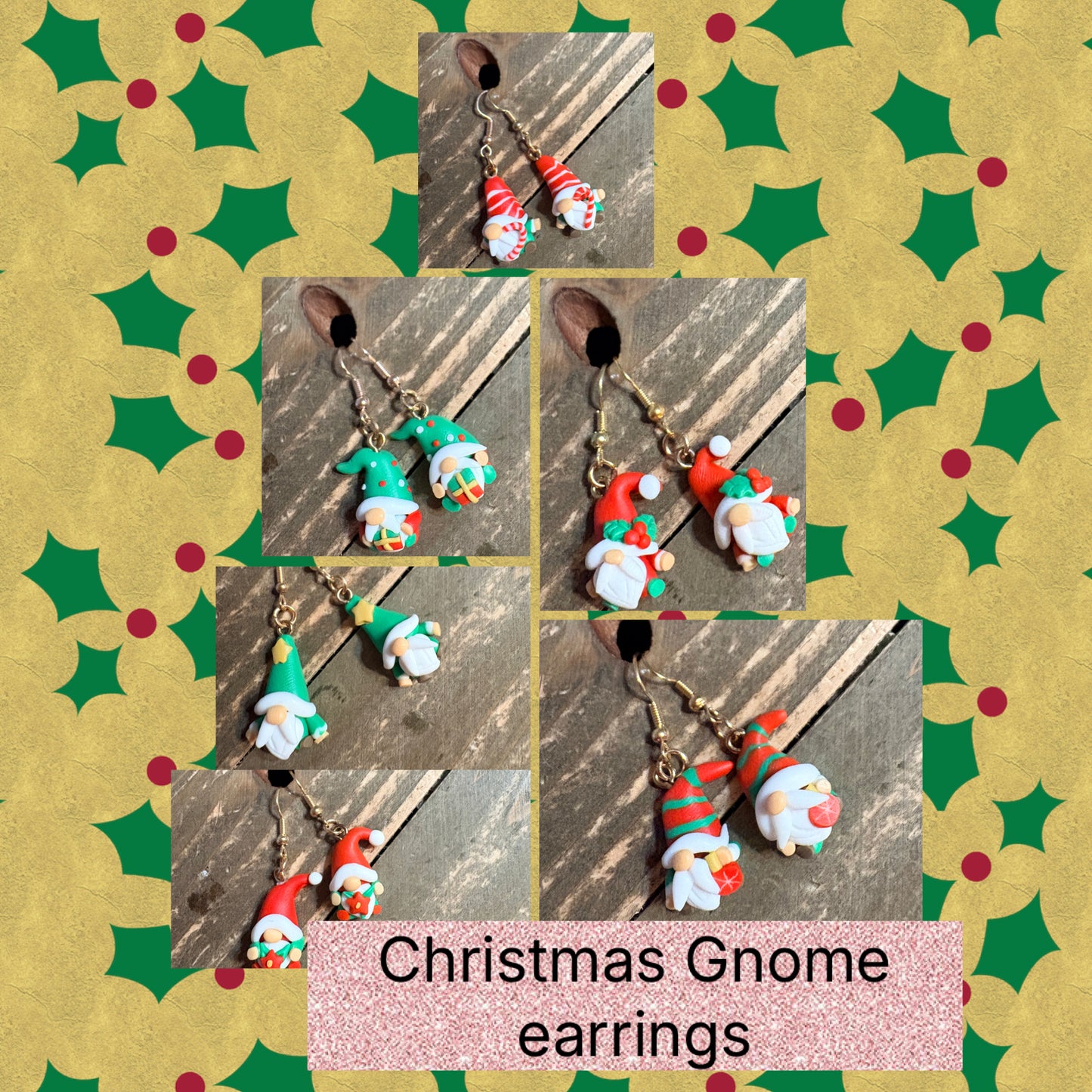 Mini Christmas Gnome Clay Earrings – Festive Holiday Charm Collection (6 Styles!)