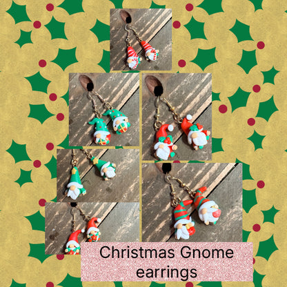 Mini Christmas Gnome Clay Earrings – Festive Holiday Charm Collection (6 Styles!)