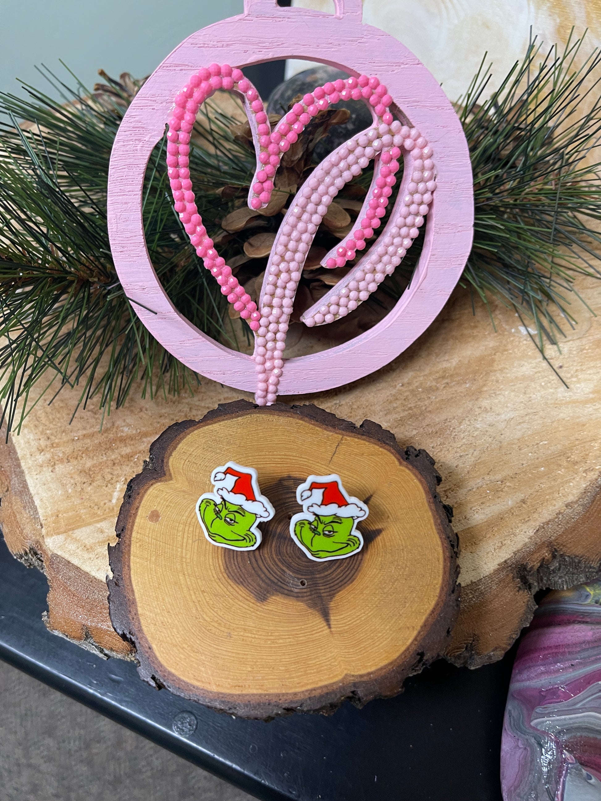 Grinch Stud EarringsPink tiful of LOVE