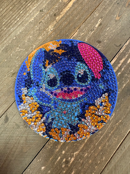 Stitch Diamond Art Coaster Set | Handmade Sparkling | Set of 8