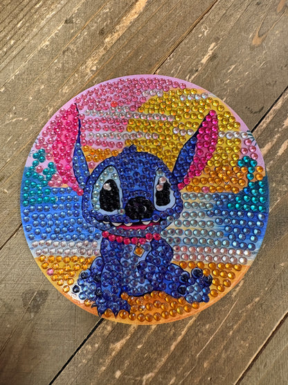 Stitch Diamond Art Coaster Set | Handmade Sparkling | Set of 8