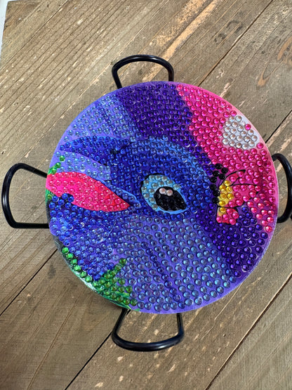 Stitch Diamond Art Coaster Set | Handmade Sparkling | Set of 8