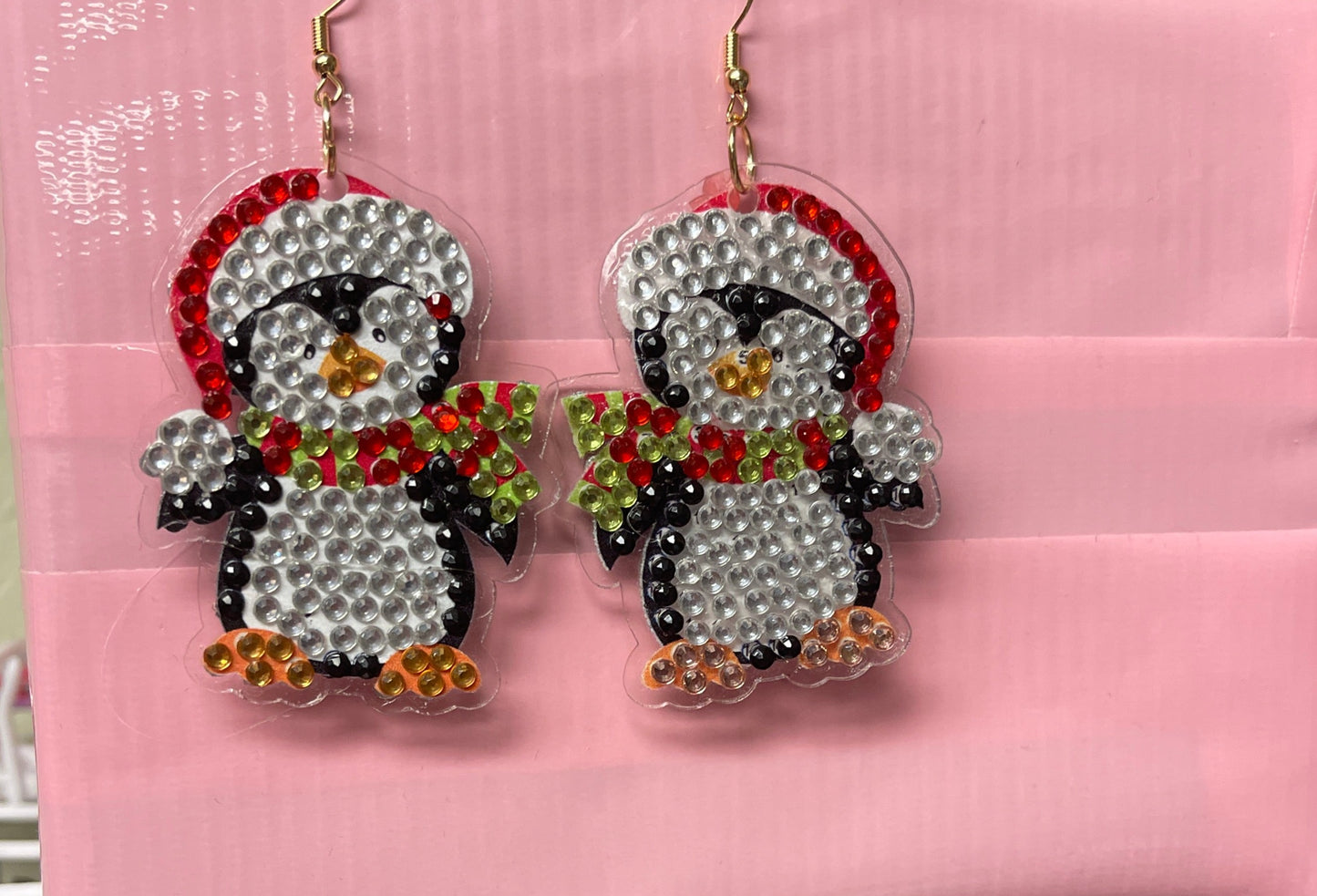 Christmas Earrings- Diamond Christmas Penguin Wire Earrings-23Pink tiful of LOVE