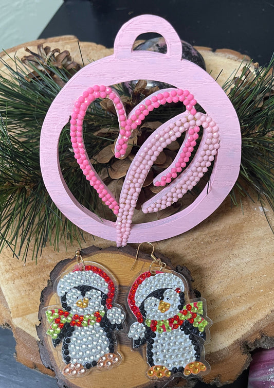 Christmas Earrings- Diamond Christmas Penguin Wire Earrings-23Pink tiful of LOVE