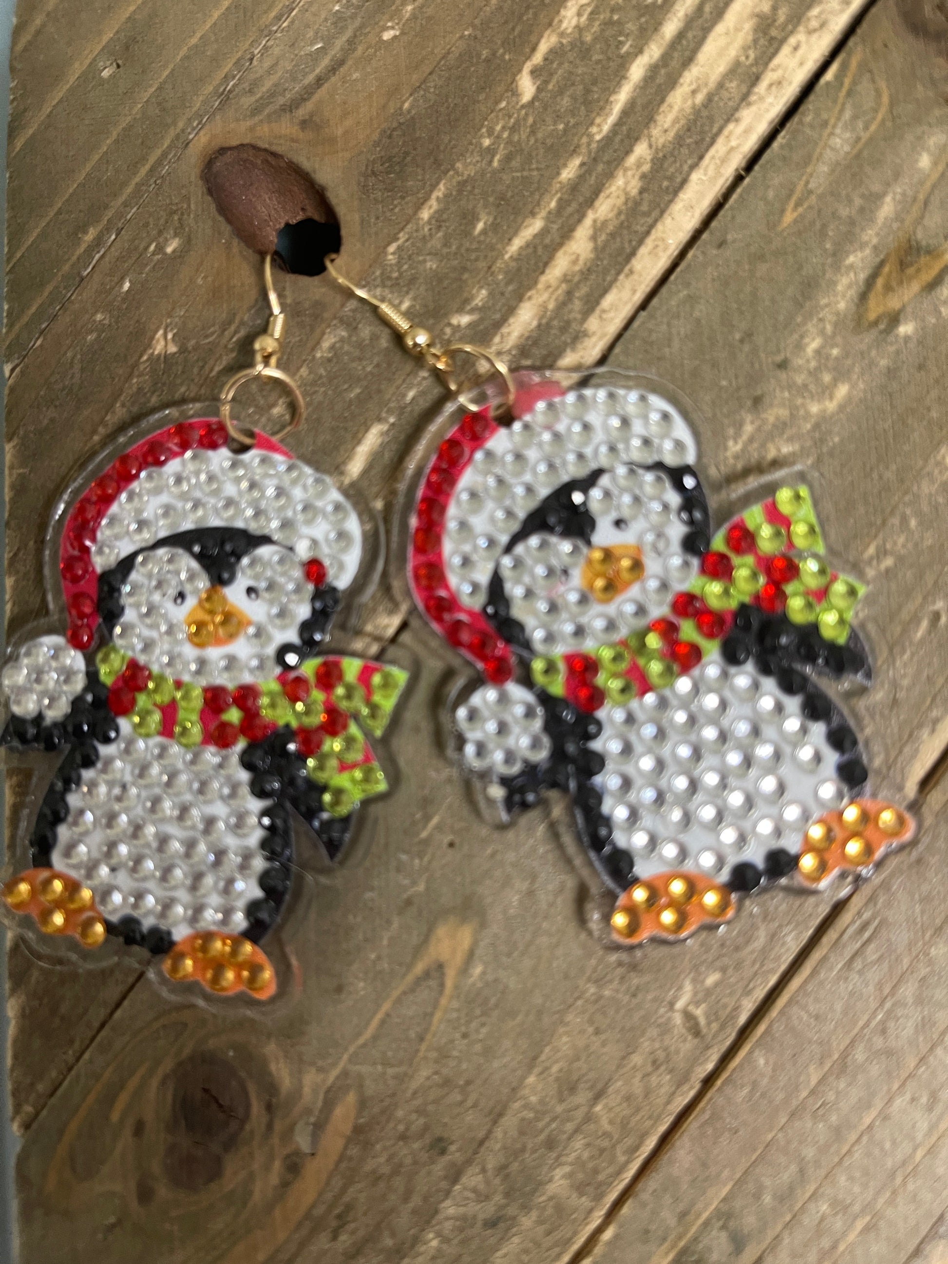 Christmas Earrings- Diamond Christmas Penguin Wire Earrings-23Pink tiful of LOVE
