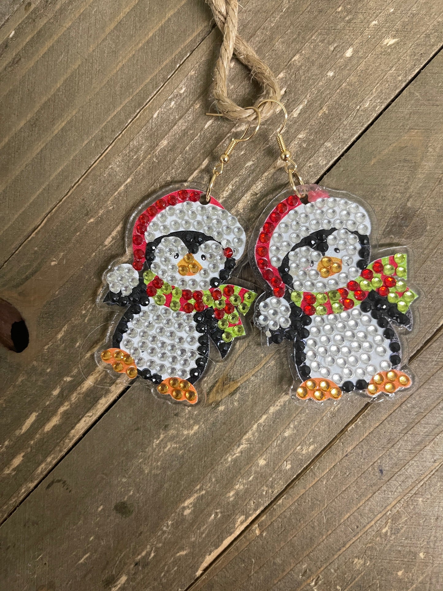 Christmas Earrings- Diamond Christmas Penguin Wire Earrings-23Pink tiful of LOVE