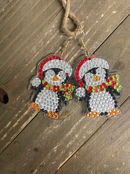 Christmas Earrings- Diamond Christmas Penguin Wire Earrings-23Pink tiful of LOVE