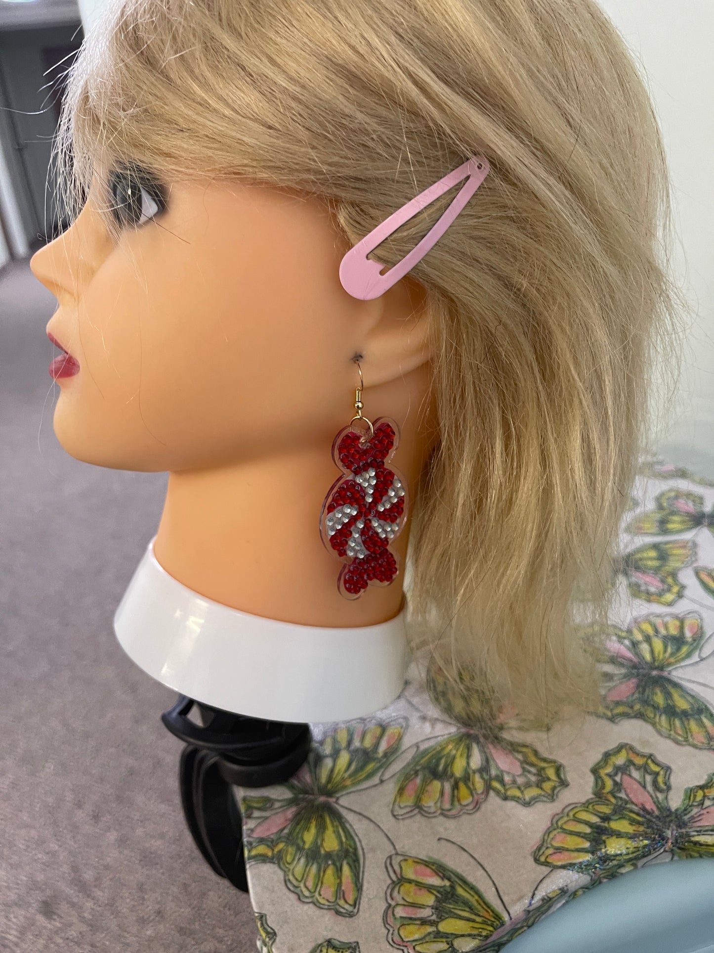 Christmas Earrings- Diamond Christmas Candy Wire Earrings-25