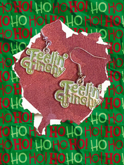 Feelin’ Grinchy Holiday Earrings – Festive Green Statement Dangles