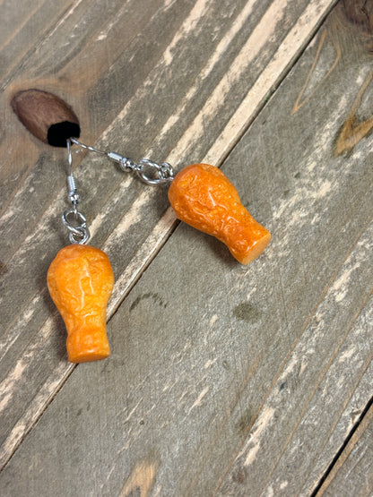 Fried Chicken Leg Dangle Earrings – Fun Foodie Resin Jewelry