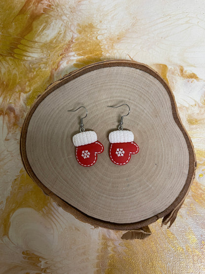 Christmas Mittens Wire Earrings