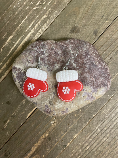 Christmas Mittens Wire Earrings