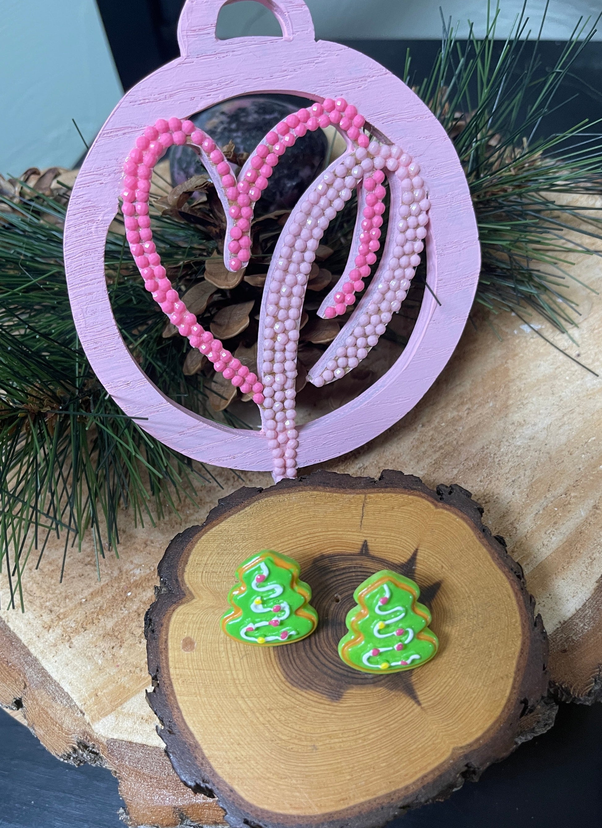 Christmas Cookie Tree Stud EarringsPink tiful of LOVE
