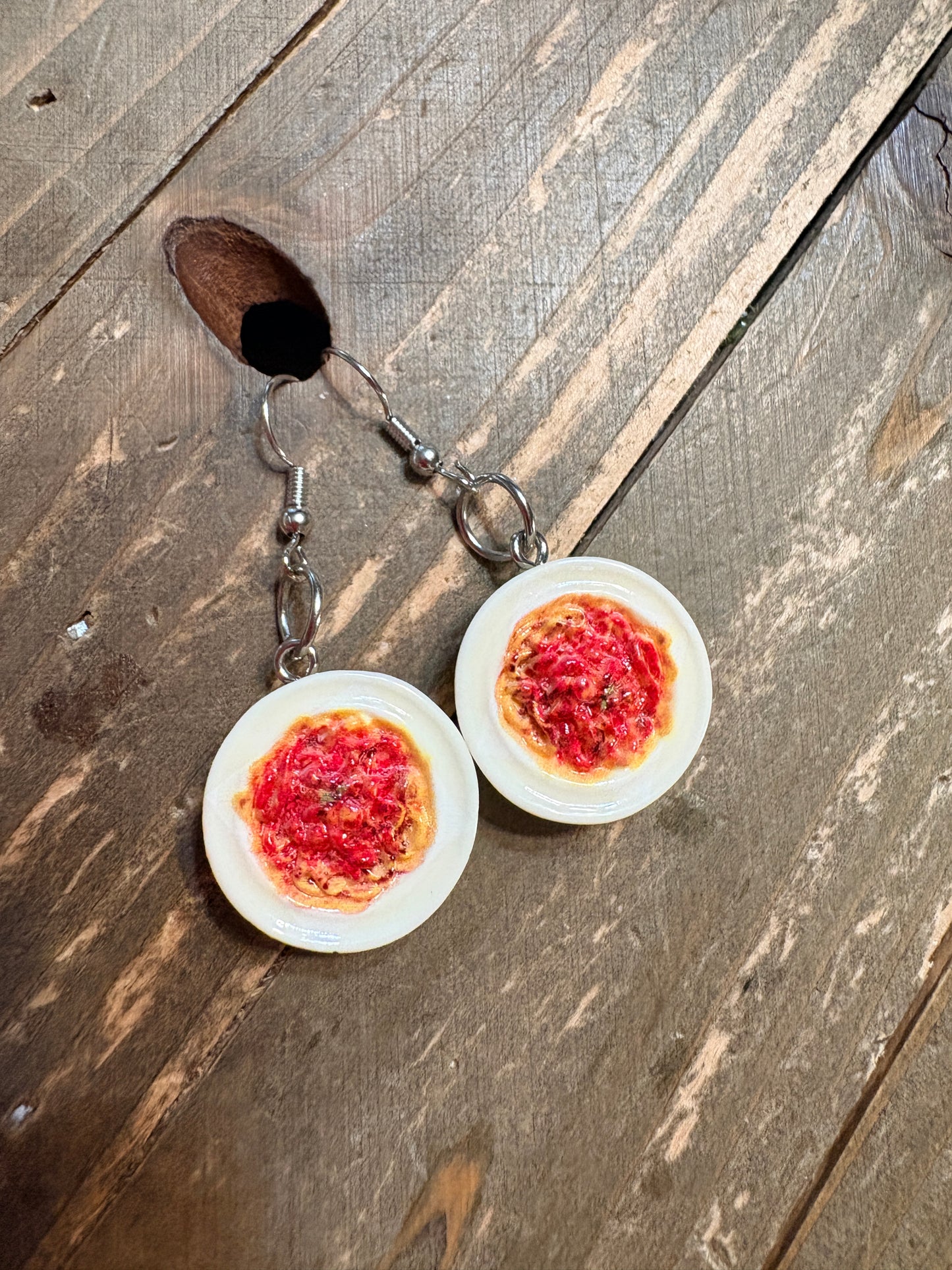 Spaghetti Plate Earrings – Mini Resin Pasta Bowl Dangle Charms