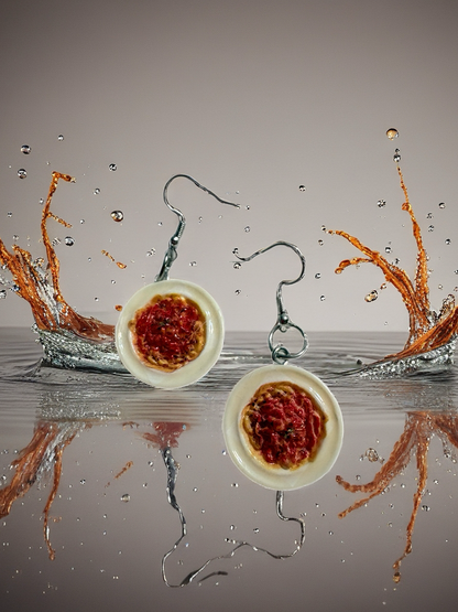 Spaghetti Plate Earrings – Mini Resin Pasta Bowl Dangle Charms