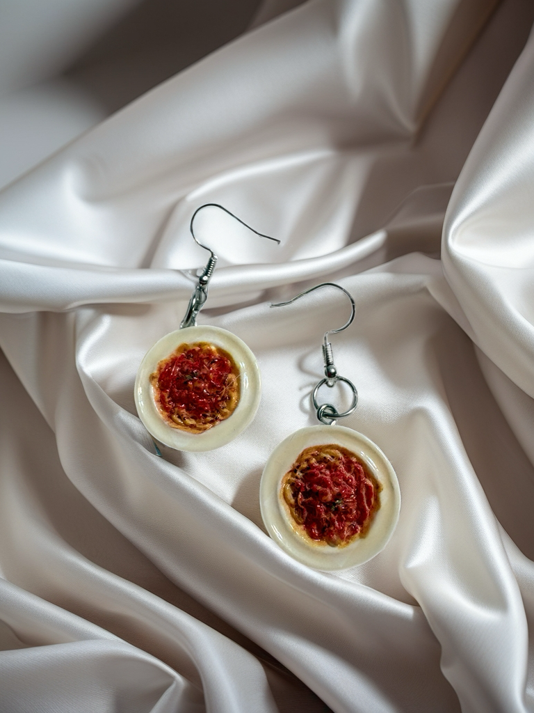 Spaghetti Plate Earrings – Mini Resin Pasta Bowl Dangle Charms