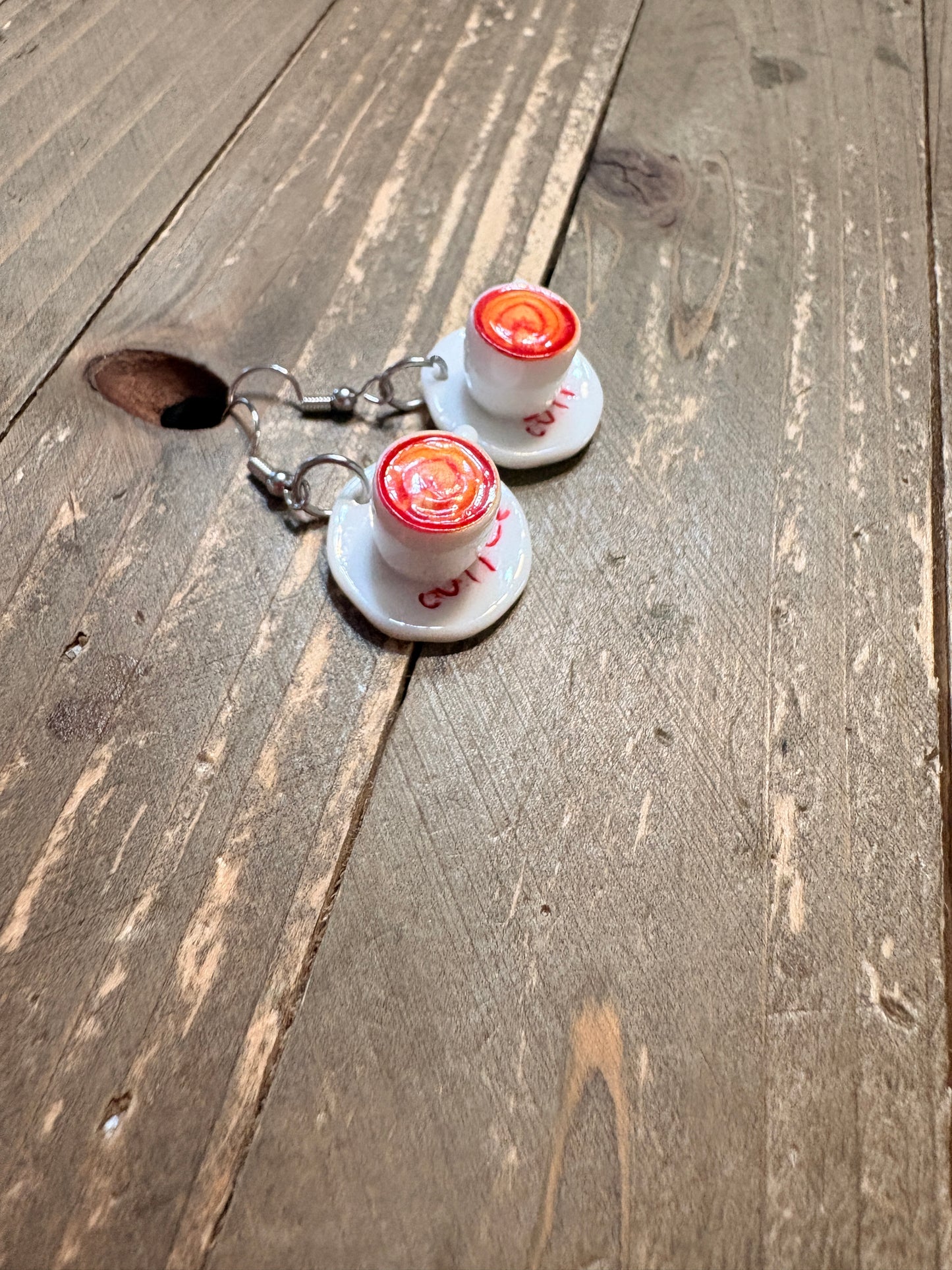 Cup of Coffee Charm Earrings – Mini Resin Café-Inspired Dangle Jewelry