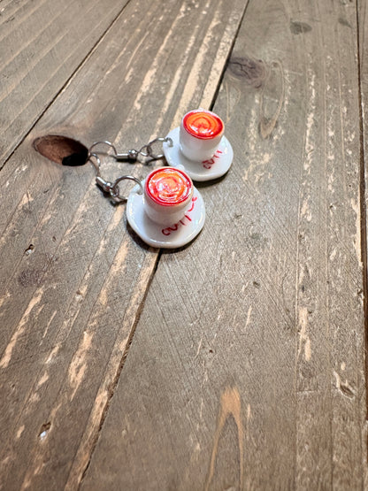 Cup of Coffee Charm Earrings – Mini Resin Café-Inspired Dangle Jewelry