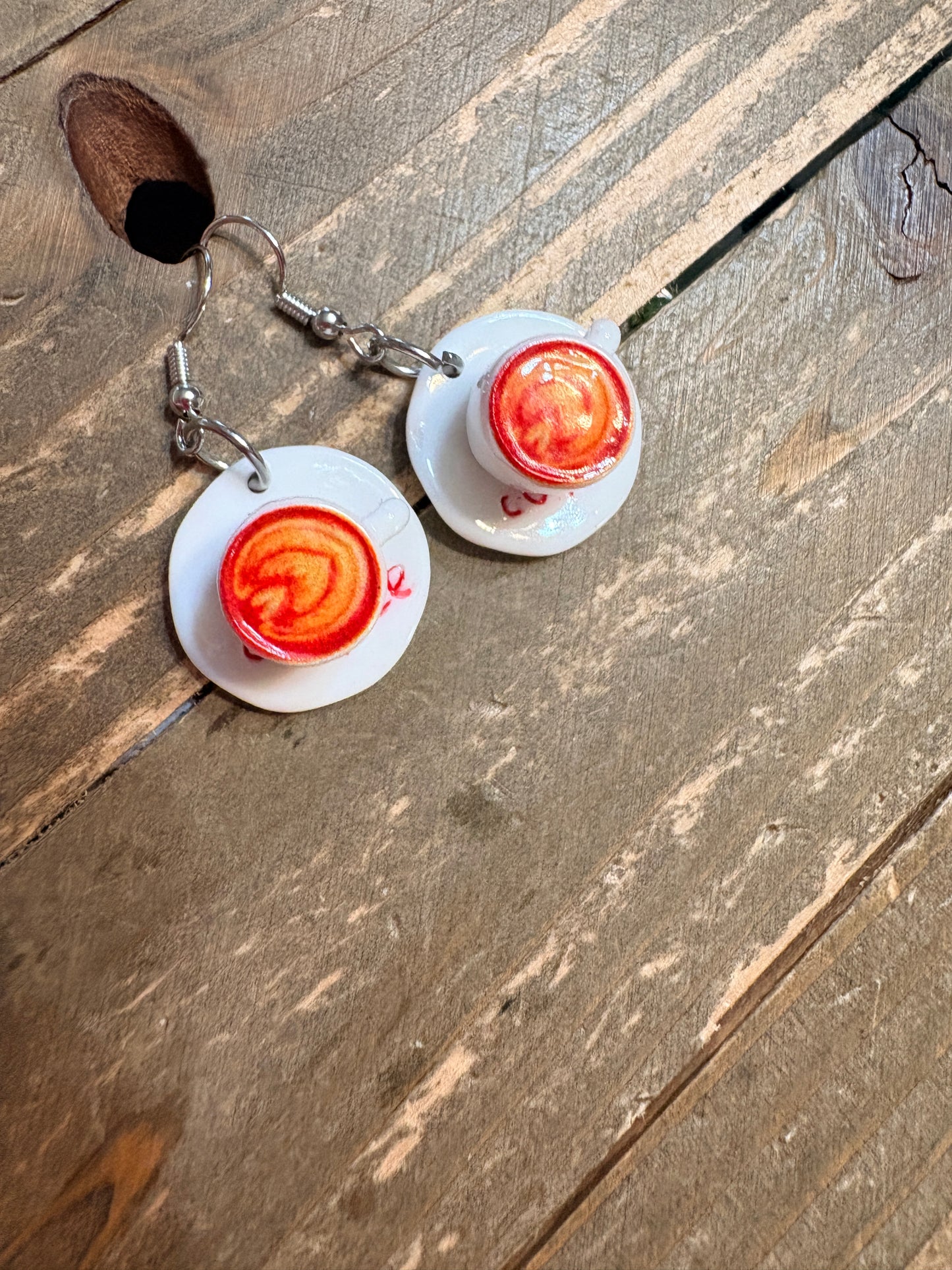 Cup of Coffee Charm Earrings – Mini Resin Café-Inspired Dangle Jewelry