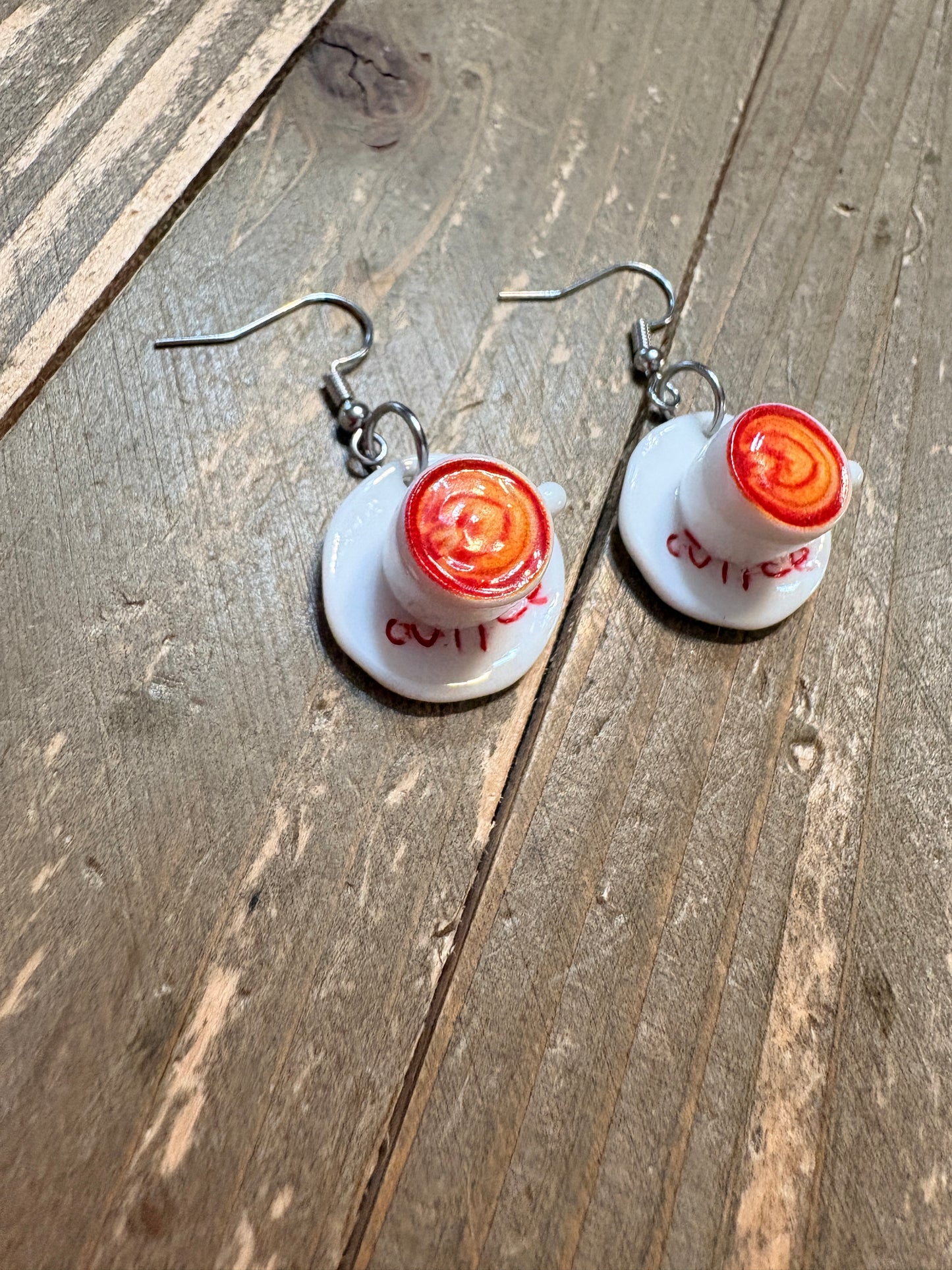Cup of Coffee Charm Earrings – Mini Resin Café-Inspired Dangle Jewelry