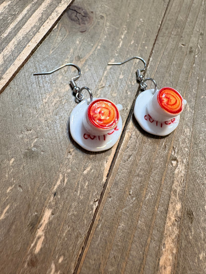 Cup of Coffee Charm Earrings – Mini Resin Café-Inspired Dangle Jewelry