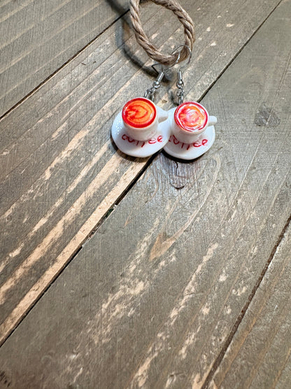 Cup of Coffee Charm Earrings – Mini Resin Café-Inspired Dangle Jewelry
