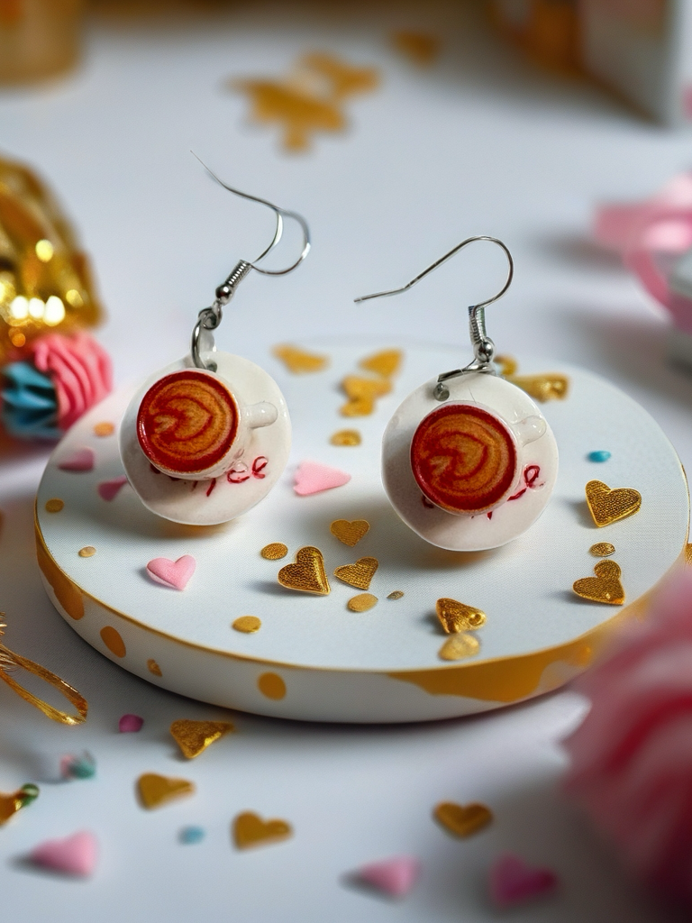 Cup of Coffee Charm Earrings – Mini Resin Café-Inspired Dangle Jewelry