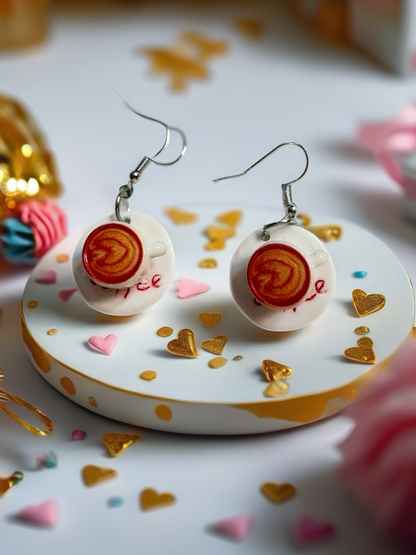 Cup of Coffee Charm Earrings – Mini Resin Café-Inspired Dangle Jewelry