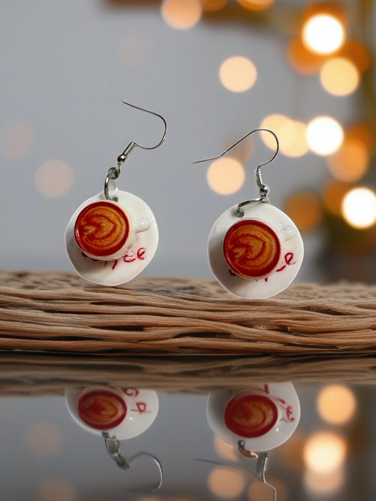 Cup of Coffee Charm Earrings – Mini Resin Café-Inspired Dangle Jewelry