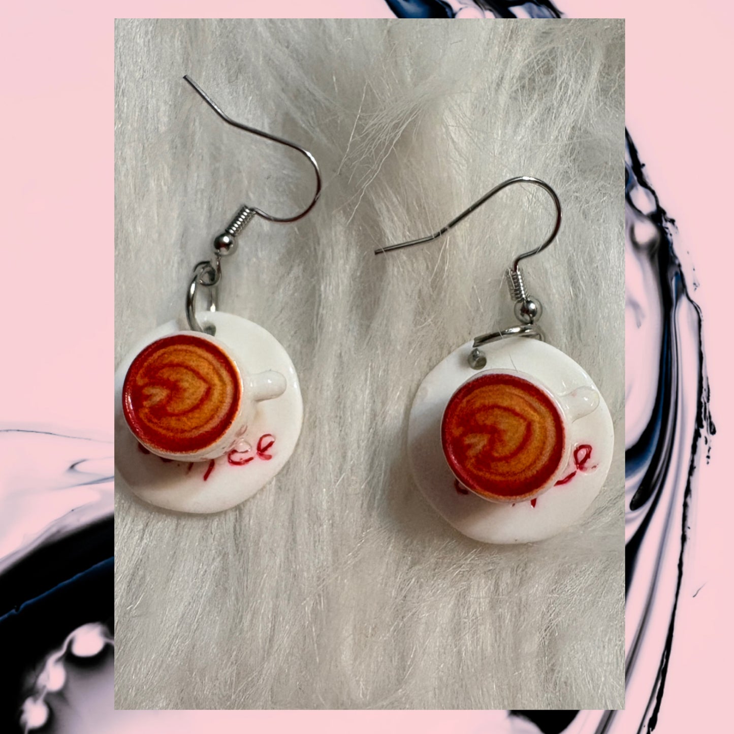 Cup of Coffee Charm Earrings – Mini Resin Café-Inspired Dangle Jewelry
