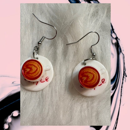Cup of Coffee Charm Earrings – Mini Resin Café-Inspired Dangle Jewelry