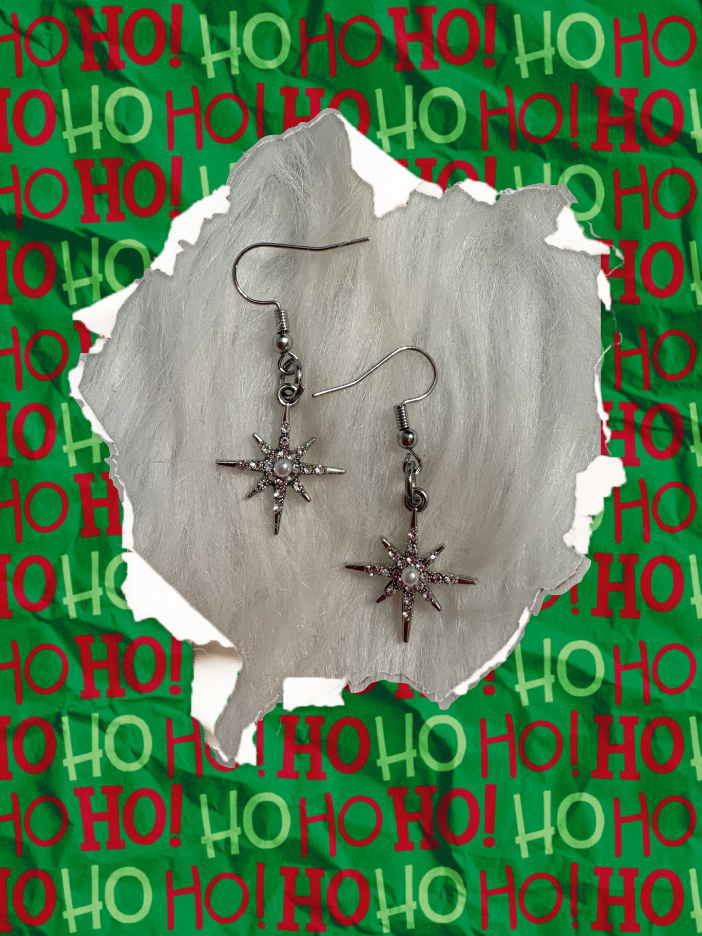 Galaxy Starburst Rhinestone Earrings – Silver Tone Cosmic Dangle Charms