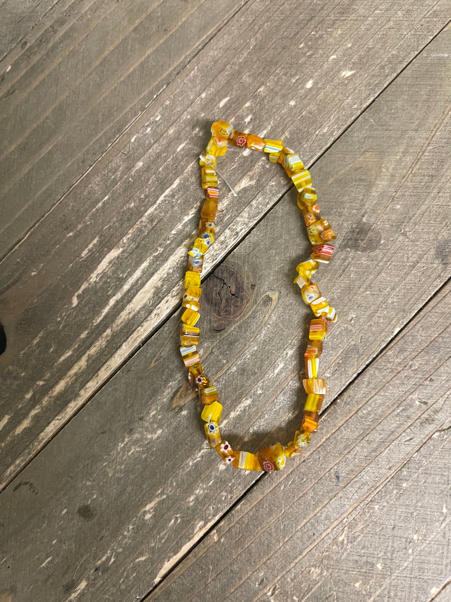 Orange Murano Glass small nuggets gemstone beaded Stretch bracelet