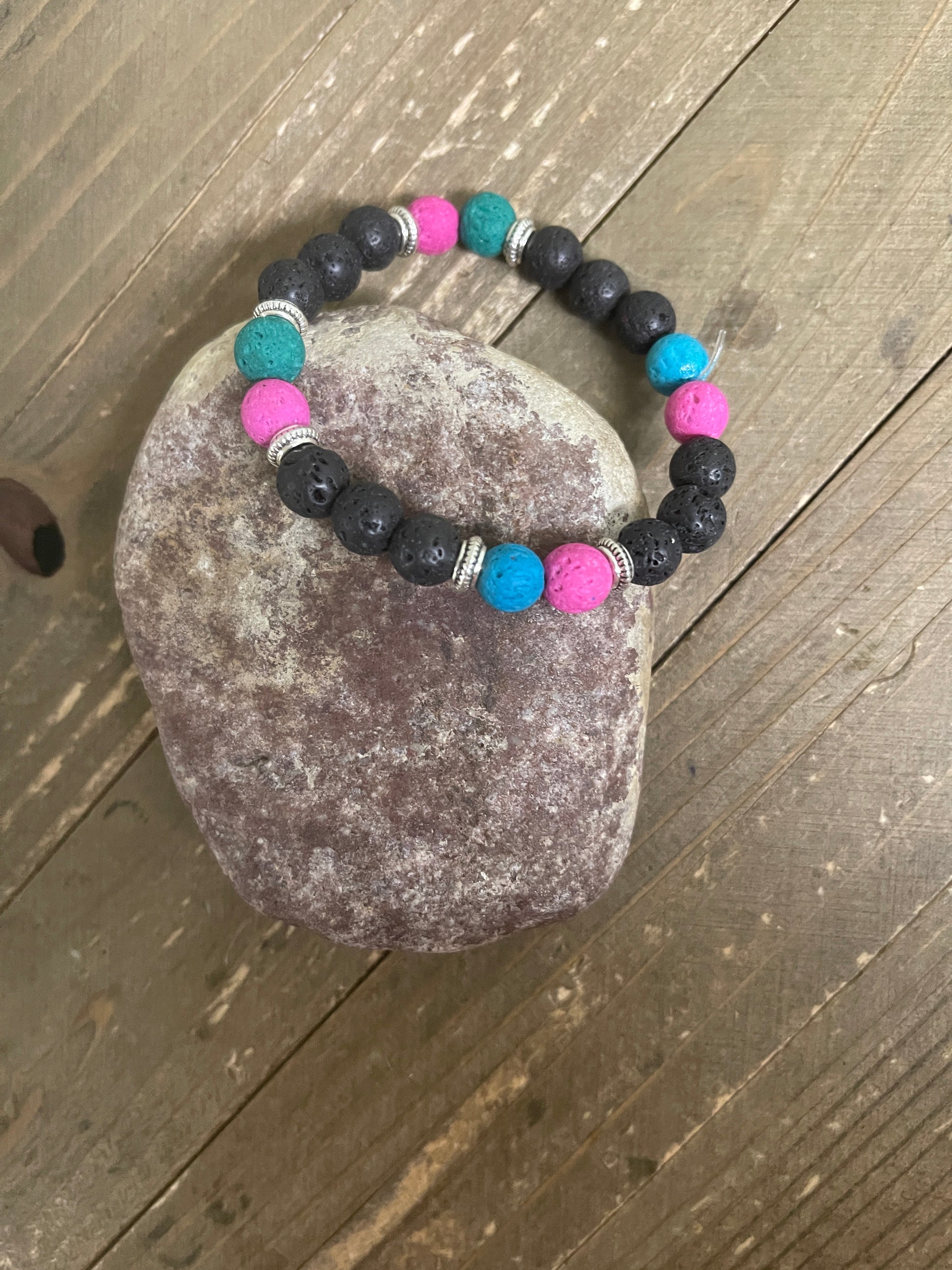 Black Lava Stone Beaded Elastic/Stretch Bracelets (4 to choose)Pink tiful of LOVE