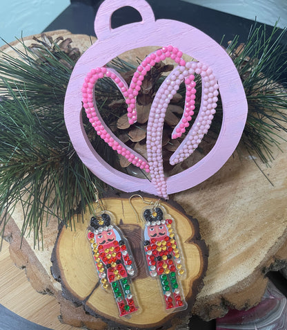 Christmas Earrings- Diamond Painting Nutcracker Wire Earrings-26