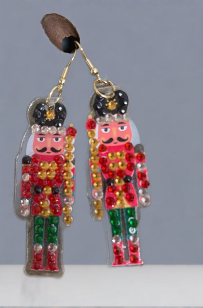 Christmas Earrings- Diamond Painting Nutcracker Wire Earrings-26