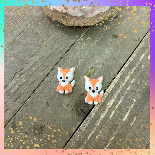 Cute Fox Stud Earrings – Colorful Plastic Animal Jewelry