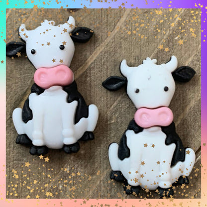 Moove-It Cow Sitting Stud Earrings – Cute Plastic Farm Animal Jewelry
