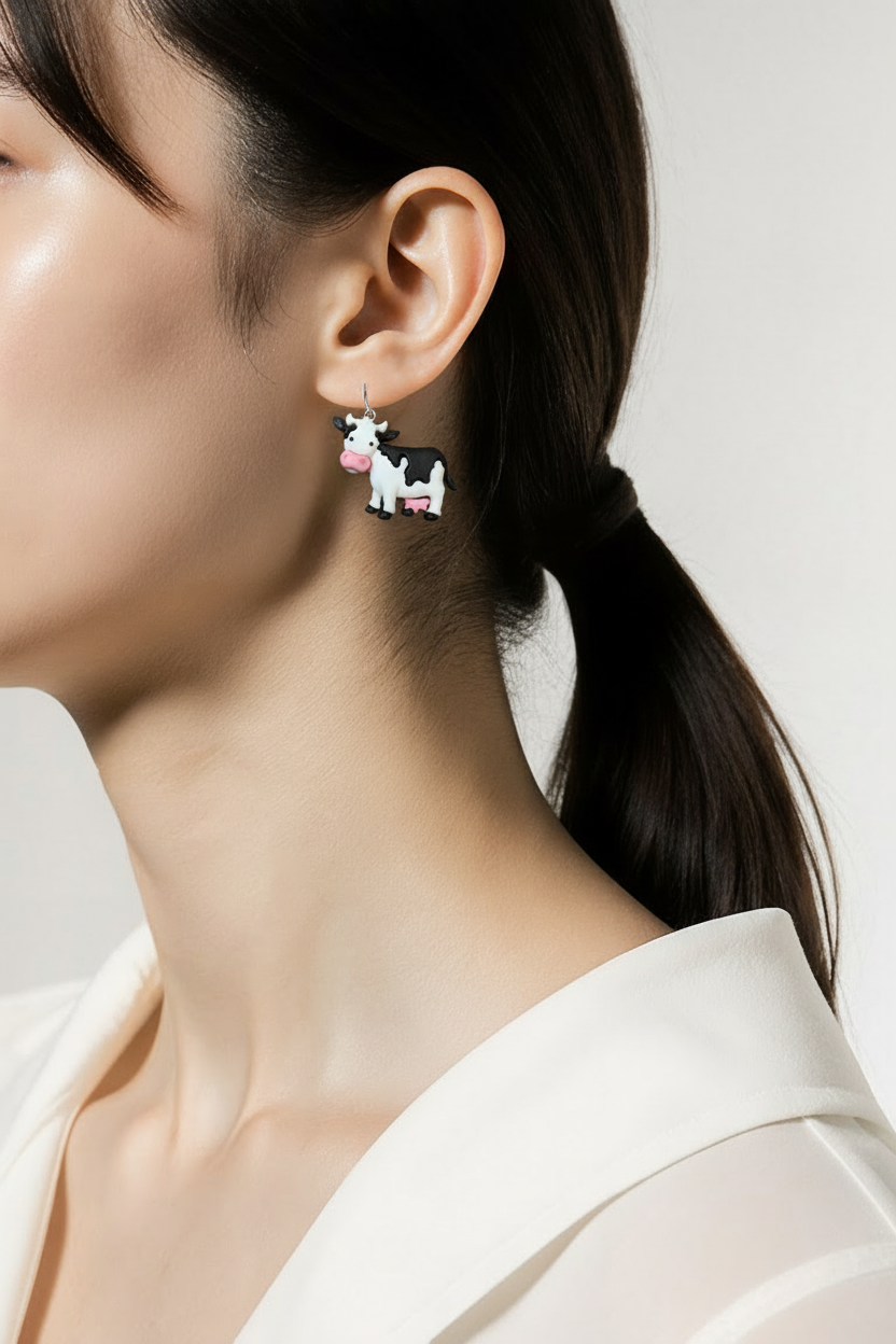 Moove-It Cow Standing Stud Earrings – Cute Plastic Farm Animal Jewelry