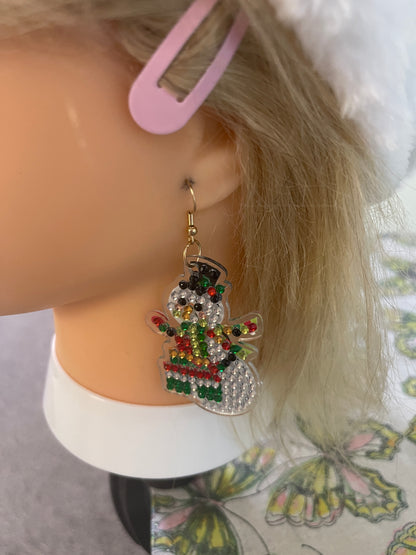 Christmas Earrings- Diamond Painting Snowman Wire Earrings-27Pink tiful of LOVE