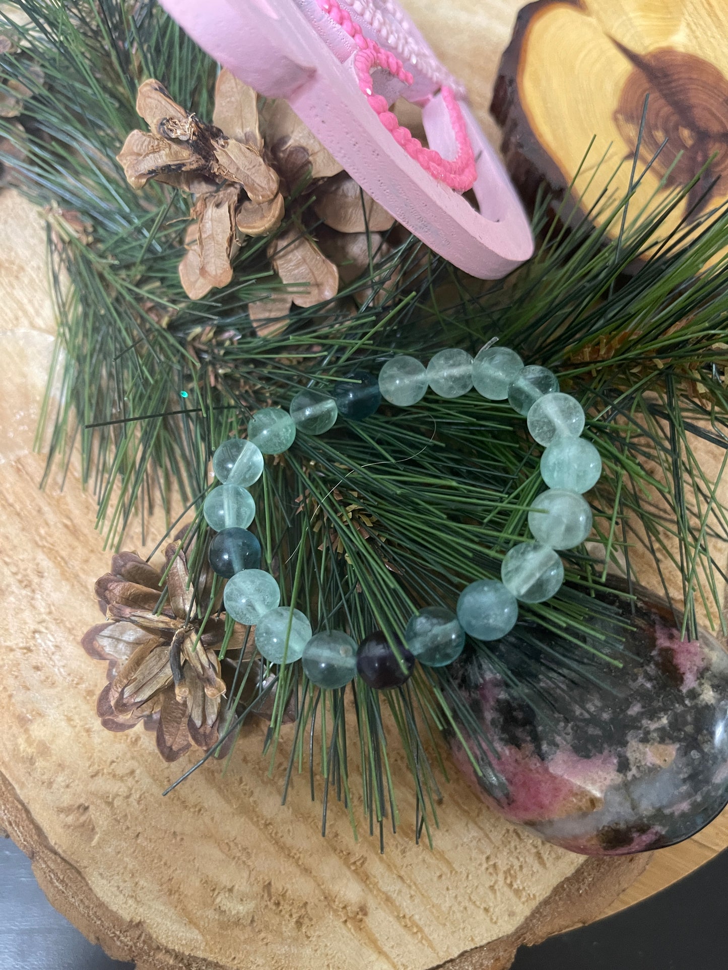 Green Fluorite Beaded Elastic/Stretch BraceletPink tiful of LOVE